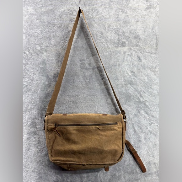 Rothco Canvas Leather Distressed Messenger Crossbody Bag 15” Computer Military - Picture 3 of 16